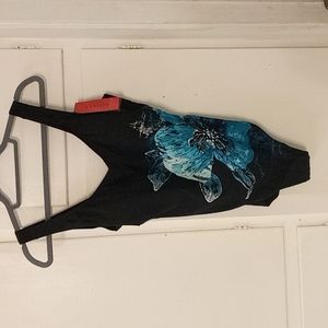 Brand new with tag Riviera beachwear black floral one piece swimsuit size 18